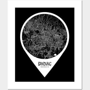 Bandung, Indonesia City Map - Travel Pin Posters and Art